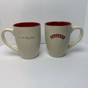 Baileys Irish Cream Coffee Mugs Set of 2 Red Interior R.A. Bailey Signature NWOT